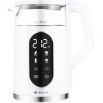 Tesslux Electric Kettle, 1500W Fast Boiling Glass Water Kettle with Temperature Control, 1.7L Cordless Stainless Steel Base, Keep Warm & Auto Shut-Off, BPA-Free, White