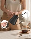 Smart Electric Gooseneck Kettle, Pro Pour-Over Coffee & Tea Kettle, WiFi Remote Control,±1℉ Temp Control, 7 Presets, Hot Water Heater, Quick Boiling, 100% Stainless Steel Inner Lid, 1000W, 0.8L Teapot