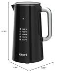 KRUPS Smart Temp Electric Kettle: 1.7L Capacity, 5 Precise Temperature Settings, Digital Display, Cool-Touch Exterior, Cordless Design for Tea and Coffee Lovers