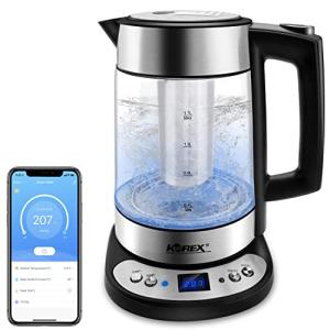 Smart Electric Kettle APP Control, Korex Glass Water Boiler Included Filter Suitable for Alexa Google Home Assistant 1.7 L BPA FREE Great for Coffee Tea Milk With Overheat Protection Controlled