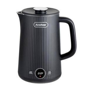 Arofeer 1.7L(57oz) Large Electric Kettle Temperature Control, 7+Cups Electric Tea Kettle for Coffee&Tea, 2 quarts Big Hot Water Kettle Electric with,1200W,Keep Warm-Black