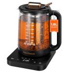 Narcissus Electric Kettle Temperature Control ±5℉, 1.8L Glass Electric Tea Kettle with Removable Infuser for Flowers & Fruit Tea, 1200W Fast Boiling, 6 Hours Keep Warming, Black