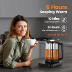 Narcissus Electric Kettle Temperature Control ±5℉, 1.8L Glass Electric Tea Kettle with Removable Infuser for Flowers & Fruit Tea, 1200W Fast Boiling, 6 Hours Keep Warming, Black
