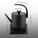 1.0L Gooseneck Electric Kettle with Temperature Control, 304 Stainless Steel Tea Kettle, Auto Shut-Off & 360° Smart Base, 800W Fast Boiling BPA-Free, Matte Black for Home/Office/Coffee/Tea