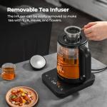 Narcissus Electric Kettle Temperature Control ±5℉, 1.8L Glass Electric Tea Kettle with Removable Infuser for Flowers & Fruit Tea, 1200W Fast Boiling, 6 Hours Keep Warming, Black