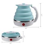 Travel Foldable Electric Kettle, Collapsible Electric Kettle Food Grade Silicone Small Pot Boiling water,Dual Voltage（600ml,110-220V US Plug） (Blue)