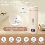 Travel Kettle Mini Portable Electric Kettle with 4 Temperature Settings, Plug in 304 Stainless Steel Mini Travel Electric Kettle with Auto Shut-off (Beige)