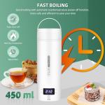 Travel Electric Kettle Portable Small Mini Tea Coffee Kettle Water Boiler, Water Heater with 4 Temperature Control,304 Stainless Steel with Auto Shut-Off & Boil Dry Protection, BPA-Free (White)