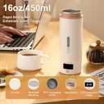 Travel Kettle Mini Portable Electric Kettle with 4 Temperature Settings, Plug in 304 Stainless Steel Mini Travel Electric Kettle with Auto Shut-off (Beige)