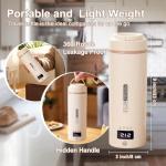 Travel Kettle Mini Portable Electric Kettle with 4 Temperature Settings, Plug in 304 Stainless Steel Mini Travel Electric Kettle with Auto Shut-off (Beige)