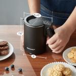 Elite Gourmet EKT719 Dual Volt 120-230V, Travel Double Wall Insulated Cool-Touch, 0.6L Electric Kettle, Stainless Steel Interior, Hinged-Locking Lid, Retractable Handle, Auto Shut-Off, Boil Dry, Black