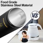 Travel Electric Kettle, Portable Small Electric Kettle for Tea Coffee, Hot Water Kettle with 4 Temperature Controls and Keep-warm, 304 Stainless Steel Auto Shut-Off & Boil Dry Protection