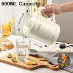 Stariver Portable Travel Kettle, 600ML Small Electric Kettle with Foldable Handle, Food Grade Stainless Steel Collapsible Water Boiler with Dual Modes, Compact for RV, Business Trip, Camping, Beige