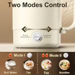 Stariver Portable Travel Kettle, 600ML Small Electric Kettle with Foldable Handle, Food Grade Stainless Steel Collapsible Water Boiler with Dual Modes, Compact for RV, Business Trip, Camping, Beige