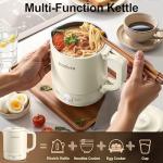 Stariver Portable Travel Kettle, 600ML Small Electric Kettle with Foldable Handle, Food Grade Stainless Steel Collapsible Water Boiler with Dual Modes, Compact for RV, Business Trip, Camping, Beige