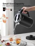 Sekaer Small Electric Tea Kettle Stainless Steel 0.8L Portable Travel Hot Water Boiler, Mini Electric Coffee Kettle with Auto Shut-Off & Boil Dry Protection, Cordless Base & LED Indicator