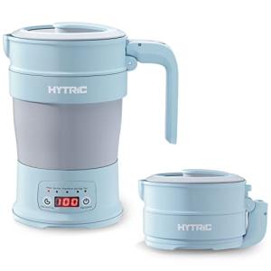 HYTRIC Travel Electric Kettle, 700ML Foldable Small Electric Kettle BPA-Free, Portable Kettle with Multifunctional Panel, Collapsible Hot Water Kettle with Keep Warm & Delay Start, 110V Blue