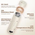 Travel Electric Kettle Portable Mini Kettle,316 Stainless Steel 16.91Oz/500ML,Small Hot Water Boiler with 4 Temperature Settings,Fast Boiling Water with Auto Shut-Off and Boil Dry Protection