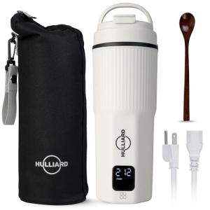 HULLIARD Travel Electric Kettle - 316 Stainless Steel, Portable Tea Kettle & Water Heater, 450ml Portable Water Boiler, 6 Temperature Settings, Auto Shut-Off, Universal Voltage (100-240V)