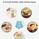 DOFQQG Travel Electric Kettle Small, Portable Travel Kettle Electric, Collpasible Electric Kettle, Food Grade Silicone Tea Kettle, Ultra-thin Foldable, Auto Shut off and Keep Warm, 110V 555ml (Blue)