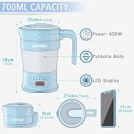 HYTRIC Travel Electric Kettle, 700ML Foldable Small Electric Kettle BPA-Free, Portable Kettle with Multifunctional Panel, Collapsible Hot Water Kettle with Keep Warm & Delay Start, 110V Blue