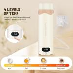 Travel Electric Kettle Portable Mini Kettle, 316 Stainless Steel Vacuum 16.91Oz/500mL, Small Hot Water Boiler with 4 Temperature,Fast Boiling water with Auto Shut-Off and Boil Dry Protection