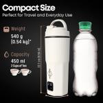 HULLIARD Travel Electric Kettle - 316 Stainless Steel, Portable Tea Kettle & Water Heater, 450ml Portable Water Boiler, 6 Temperature Settings, Auto Shut-Off, Universal Voltage (100-240V)