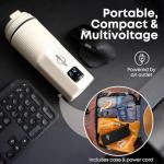 HULLIARD Travel Electric Kettle - 316 Stainless Steel, Portable Tea Kettle & Water Heater, 450ml Portable Water Boiler, 6 Temperature Settings, Auto Shut-Off, Universal Voltage (100-240V)