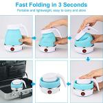 Portable Electric Kettle Travel Size, 600ML Small Foldable Tea Coffee Kettle with Collapsible Bowl and Cups, 5 Min Fast Water Boiling, BPA Free Food Grade Silicone, 110V 400W