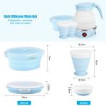 Travel Foldable Electric Kettle, Portable Kettle for Fast Water Boiling Tea Coffee, with 1 Collapsible Bowl and 2 Cups, Food Grade Silicon, 600ML 110V