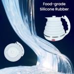 DOFQQG Travel Kettle Electric, Portable Travel Tea Kettle Small, Ultra-thin Collpasible Electric Kettle, Food Grade Silicone Foldable, Auto Shut off and Keep Warm, 110V 555ml (White)