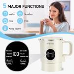 0.8L Portable Travel Electric Kettle, 27 Ounce Foldable Small Electric Kettle 304 Stainless Steel, Collapsible Mini Hot Water Boiler Heater with Temperature Control (White)