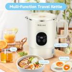 0.8L Portable Travel Electric Kettle, 27 Ounce Foldable Small Electric Kettle 304 Stainless Steel, Collapsible Mini Hot Water Boiler Heater with Temperature Control (White)