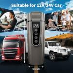 FVPE Car Travel Electric Kettle, 12V/24V Kettle Portable Water Boiler, Large Display Multi-Temp Adjustment Car Water Heater,304 Stainless Steel Truck Heating Cup for Brewing Coffee Tea(Grey, 400 mL)