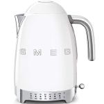 SMEG 7-Cup Variable Temperature Electric Kettle - Retro Style Aesthetic with Advanced Technology - Stainless Steel, 1400W, 120V, 360° Swivel Base, Keep Warm Function (White)