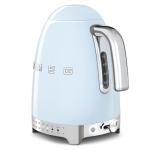 SMEG 7-Cup Variable Temperature Electric Kettle - Retro Style Aesthetic with Advanced Technology - Stainless Steel, 1400W, 120V, 360° Swivel Base, Keep Warm Function (Pastel Blue)