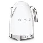 SMEG 7-Cup Variable Temperature Electric Kettle - Retro Style Aesthetic with Advanced Technology - Stainless Steel, 1400W, 120V, 360° Swivel Base, Keep Warm Function (White)