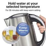 Hamilton Beach 1.7 Liter Temperature Control Electric Kettle, Water Boiler & Heater, Fast Boiling 1500 Watts, BPA Free, Cordless, Auto-Shutoff and Boil-Dry Protection, Stainless Steel (41020R)