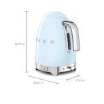 SMEG 7-Cup Variable Temperature Electric Kettle - Retro Style Aesthetic with Advanced Technology - Stainless Steel, 1400W, 120V, 360° Swivel Base, Keep Warm Function (Pastel Blue)