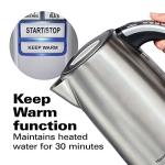 Hamilton Beach 1.7 Liter Temperature Control Electric Kettle, Water Boiler & Heater, Fast Boiling 1500 Watts, BPA Free, Cordless, Auto-Shutoff and Boil-Dry Protection, Stainless Steel (41020R)