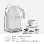 SMEG 7-Cup Variable Temperature Electric Kettle - Retro Style Aesthetic with Advanced Technology - Stainless Steel, 1400W, 120V, 360° Swivel Base, Keep Warm Function (Silver)