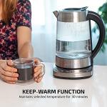 OVENTE 1.7L Electric Tea Kettle with Removable Infuser, Variable Temperature Control, Keep Warm Function, 1500W Fast Heating Water Boiler, BPA Free Borosilicate Glass & Easy to Fill Lid, Silver KG733S