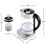 OVENTE 1.7L Electric Tea Kettle with Removable Infuser, Variable Temperature Control, Keep Warm Function, 1500W Fast Heating Water Boiler, BPA Free Borosilicate Glass & Easy to Fill Lid, Silver KG733S