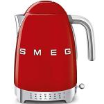 SMEG 7-Cup Variable Temperature Electric Kettle - Retro Style Aesthetic with Advanced Technology - Stainless Steel, 1400W, 120V, 360° Swivel Base, Keep Warm Function (Red)
