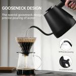 Gooseneck Electric Kettle, Variable Temp Control with 5 Presets & ±5°F Adjustments, 1200W Rapid Boil, 2H Keep Warm, Real-Time Temp Display, Precise Pouring, Coffee & Tea Kettle, Stainless Steel, Black