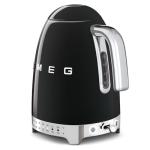 SMEG 7-Cup Variable Temperature Electric Kettle - Retro Style Aesthetic with Advanced Technology - Stainless Steel, 1400W, 120V, 360° Swivel Base, Keep Warm Function (Black)