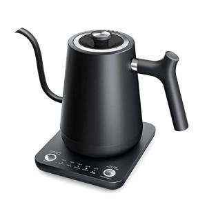 Gooseneck Electric Tea Kettle Pour-Over Kettle for Coffee, with 5 Variable Presets, 100% Stainless Steel Inner, with Keep Warm and Mute Function 0.8L, 1000W Quick Heating, Matte Black