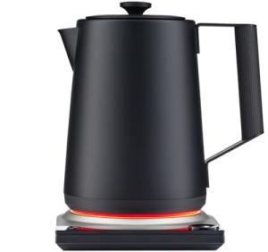 SAKI Luna Pro Variable-Temperature Electric Kettle 1.75 L, 6 Presets & 0-120 min Keep-Warm, Plastic-Free 304 Stainless, Altitude-Calibrated LCD, 1500 W Fast-Boil Auto Shut-Off, Matte Black