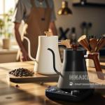 Smart Digital Electric Kettle with Variable Temperature Control, Stainless Steel Inner, 1200W Quick Heating Gooseneck Electric Kettles, Stylish Matte Finish for Coffee & Hot Beverages, 0.9L (Black)