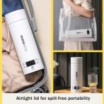 Portable Electric Travel Kettle,500mL Capacity,316 Stainless Steel,with 4 Variable Presets Temperature Control,Digital Display, White